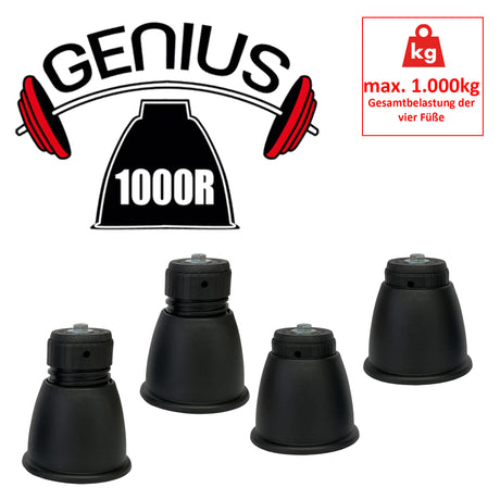 4er Set GENIUS 1000R Standfuß VRF/Wärmepumpe/Klimaanlage - Höhe 100-125mm, Farbe: Schwarz (SCD500102)