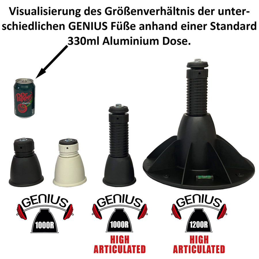 4er Set GENIUS 1200R Standfuß VRF/Wärmepumpe/Klimaanlage - Höhe 200-300mm & Neigung 0-15° verstellbar, Farbe: Schwarz (11105405)