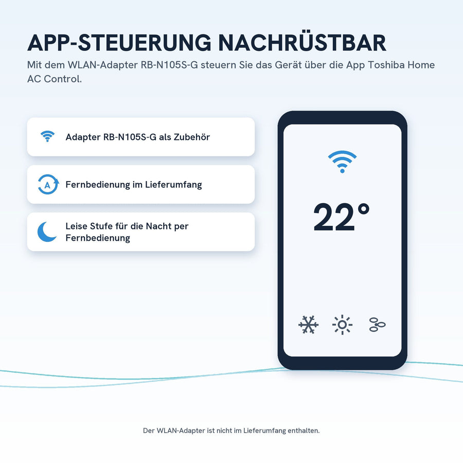 App-Steuerung mit WLAN-Adapter nachrüstbar