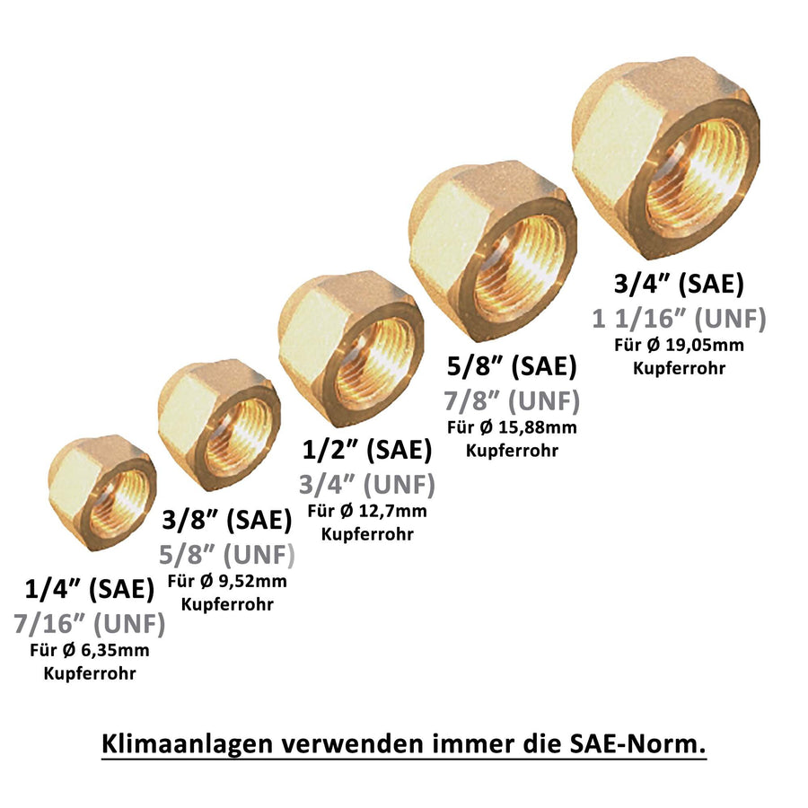 Bördelmutter / Überwurfmutter 1/2" SAE (f. 1/2 Zoll Kupferrohr Ø12,7mm)