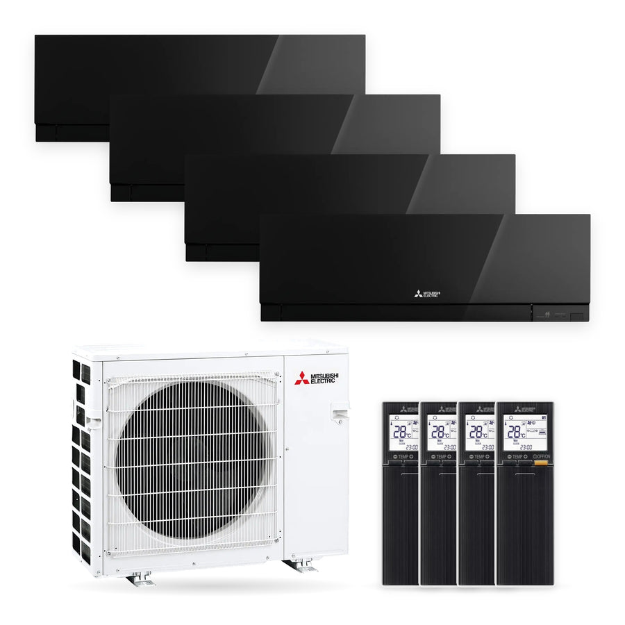 Mitsubishi Electric | Multi-Split-Klimaanlage | 4x MSZ-EF25VGK-B + MXZ-4F80VF | 8,0 kW | Schwarz | WiFi
