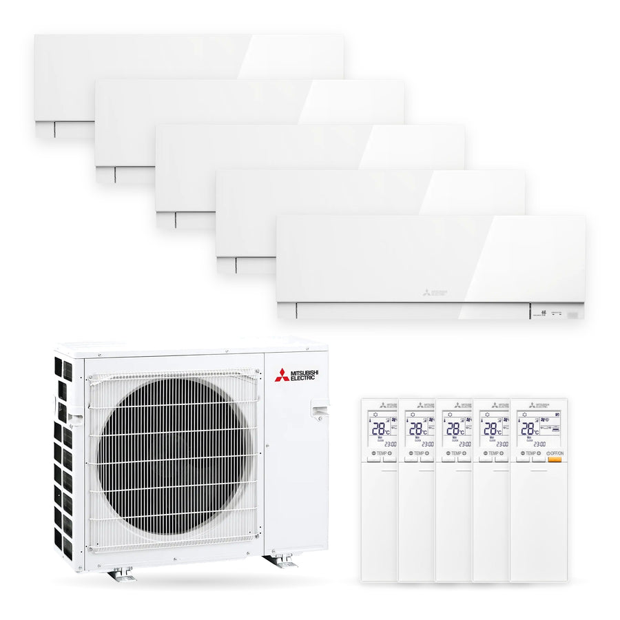 Mitsubishi Electric | Multi-Split-Klimaanlage | 4x MSZ-EF25VGK-W + 1x MSZ-EF50VGK-W + MXZ-5F102VF | 10,2 kW | Weiß | WiFi