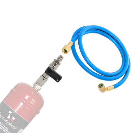 Klimaanlagen R32 Füllset. Füllschlauch + Kugelventil 1/2" ACME Linksgewinde-1/4"