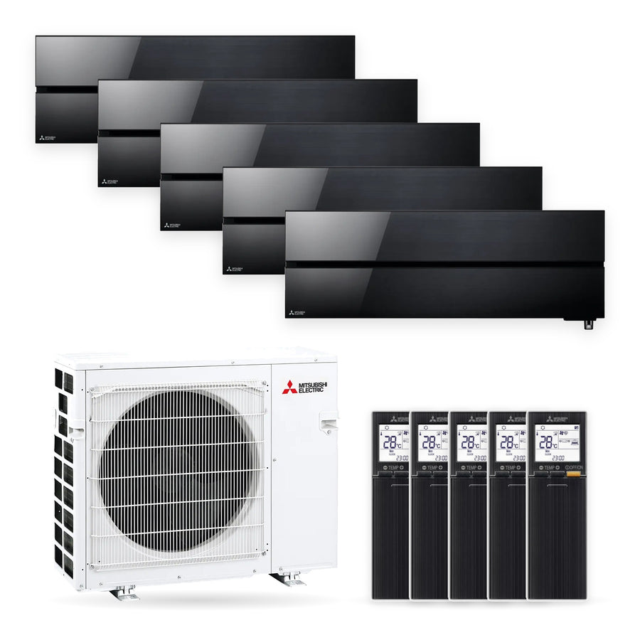 Mitsubishi Electric | Multi-Split-Klimaanlage | 5x MSZ-LN25VGB + MXZ-5F102VF | 10,2 kW | Schwarz