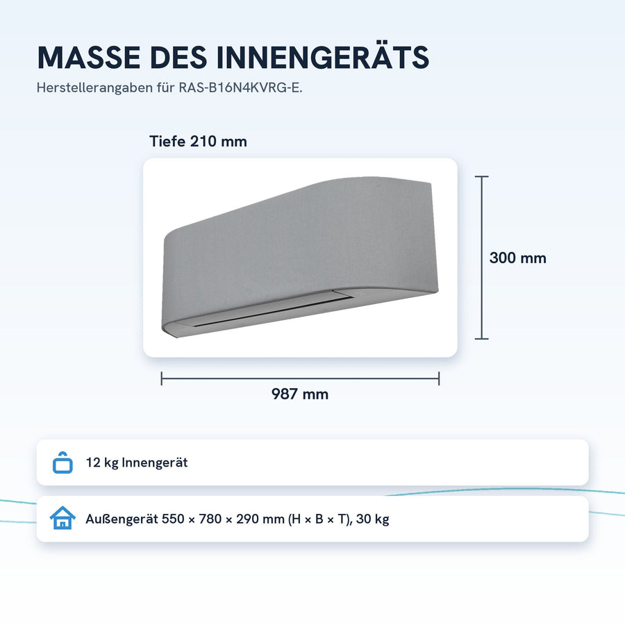 Maße Innengerät: 300 × 987 × 210 mm (H × B × T)