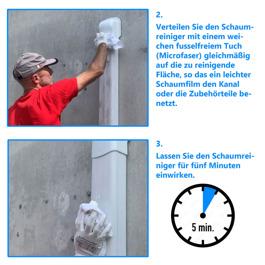 PVC CLEANER Schaumreiniger zum Reinigen und desinfizieren von Kanälen und Zubehör