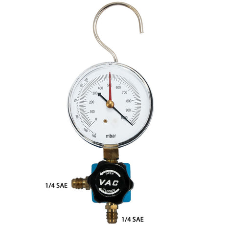 Vakuum Manometer 1/4 SAE - 1/4 SAE Rohrfedermanometer 70mm