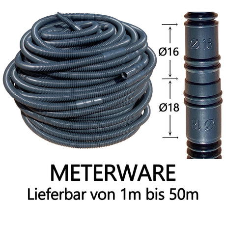 Well-Kondensatschlauch 18mm anthrazit mit 16-18mm Muffe für Klimaanlagen