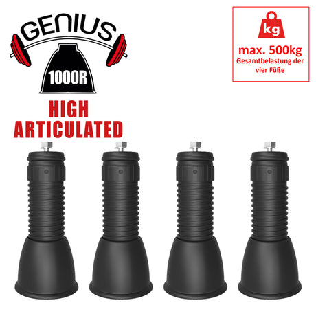 4er Set GENIUS 1000R Standfuß VRF/Wärmepumpe/Klimaanlage - Höhe 175-220mm & Neigung 0-15° verstellbar, Farbe: Schwarz (11105365)