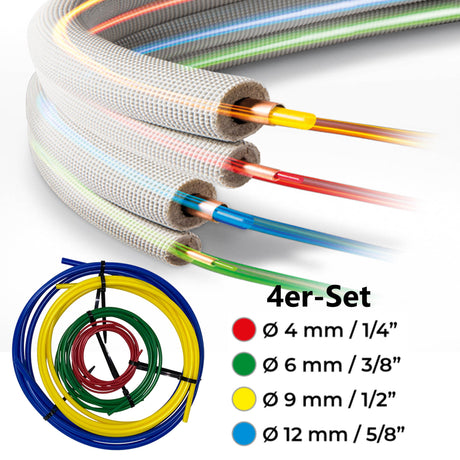 Biegekunststoffseele 4er-SET 1/4"-5/8" a. 4m für Kupferrohre