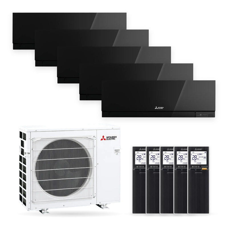 Mitsubishi Electric | Multi-Split-Klimaanlage | 4x MSZ-EF25VGK-B + 1x MSZ-EF42VGK-B + MXZ-5F102VF | 10,2 kW | Schwarz | WiFi