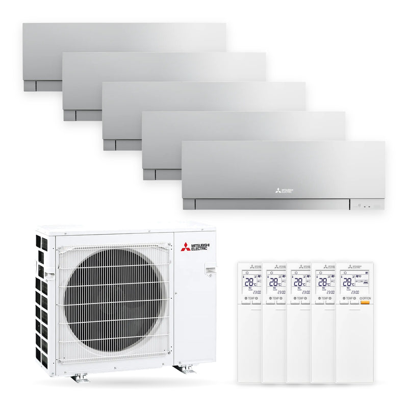 Mitsubishi Electric | Multi-Split-Klimaanlage | 4x MSZ-EF25VGK-S + 1x MSZ-EF50VGK-S + MXZ-5F102VF | 10,2 kW | Silber | WiFi