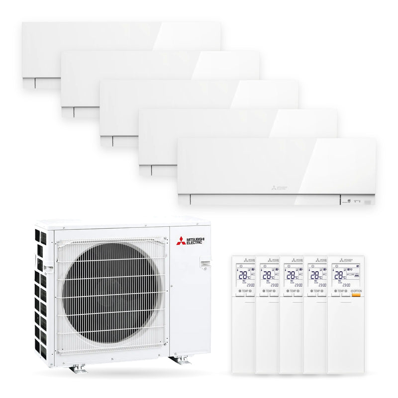 Mitsubishi Electric | Multi-Split-Klimaanlage | 4x MSZ-EF25VGK-W + 1x MSZ-EF42VGK-W + MXZ-5F102VF | 10,2 kW | Weiß | WiFi