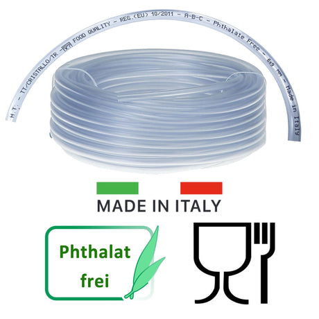 25 Meter PVC-Schlauch 6mm x 9mm, Food Quality, EU 10/2011 A-B-C-Zertifizierung