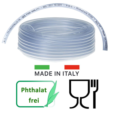100 Meter PVC-Schlauch 8mm x 12mm, Food Quality, EU 10/2011 A-B-C-Zertifizierung