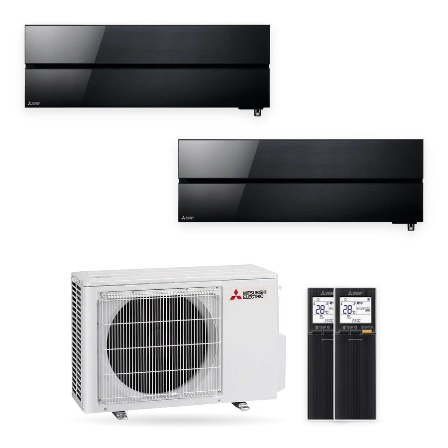 Mitsubishi Electric | Multi-Split-Klimaanlage | 2x MSZ-LN25VGB + MXZ-2F33VF | 3,3 kW | Schwarz