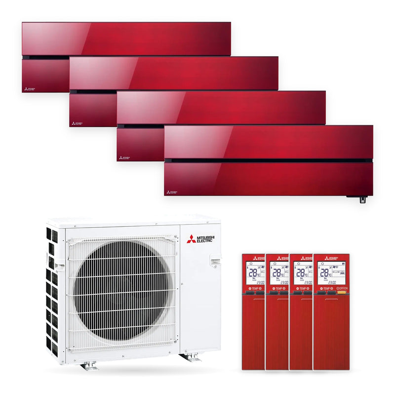 Mitsubishi Electric | Multi-Split-Klimaanlage | 3x MSZ-LN25VG2R + 1x MSZ-LN35VG2R + MXZ-4F72VF | 7,2 kW | Rubinrot | WiFi