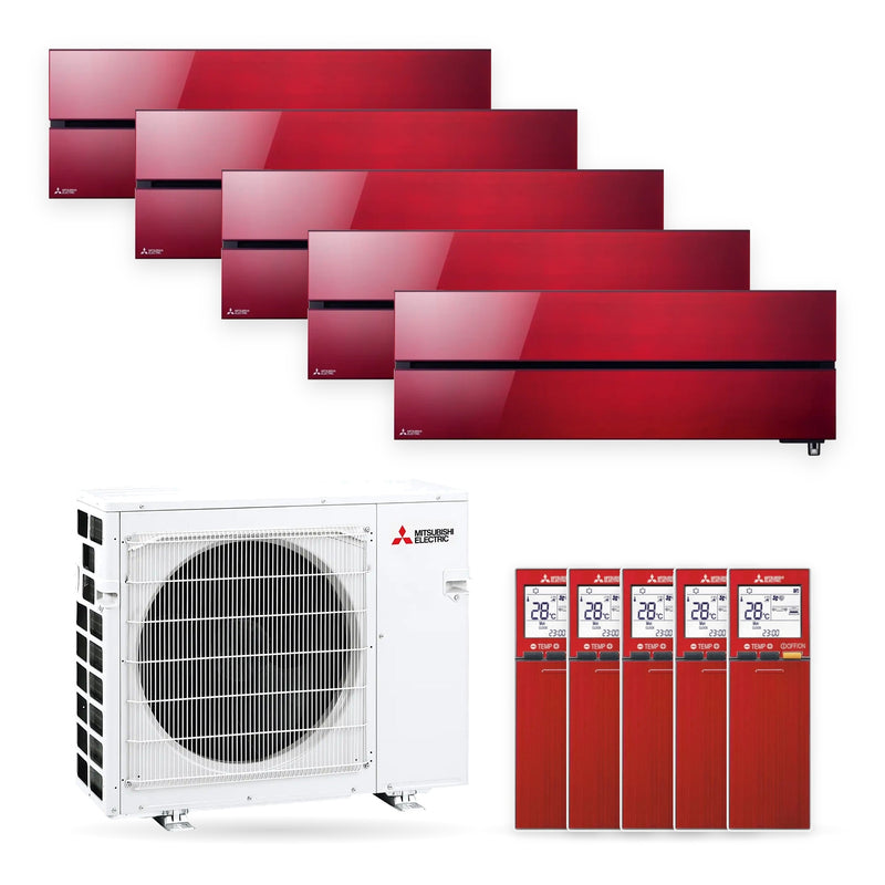 Mitsubishi Electric | Multi-Split-Klimaanlage | 2x MSZ-LN25VG2R + 3x MSZ-LN35VG2R + MXZ-5F102VF | 10,2 kW | Rubinrot | WiFi