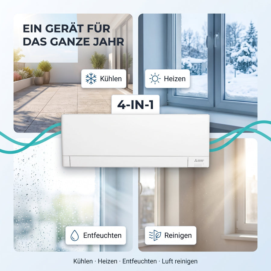 Ein Gerät für das ganze Jahr: Kühlen, Heizen, Entfeuchten, Luftreinigung