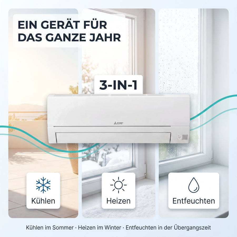 Ein Gerät für das ganze Jahr: Kühlen, Heizen, Entfeuchten
