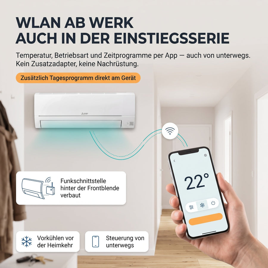 WLAN ab Werk: Steuerung per App, kein Zusatzadapter