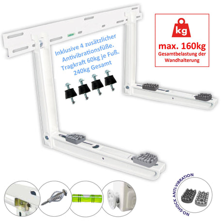 Wandkonsole GIOTTO SG-160 EVO grauweiß Wandhalterung für Split Klimaanlage Aussengerät + zusätzl. Antivibrationsfüße