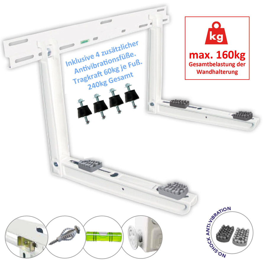 Wandkonsole GIOTTO SG-160 EVO grauweiß Wandhalterung für Split Klimaanlage Aussengerät + zusätzl. Antivibrationsfüße
