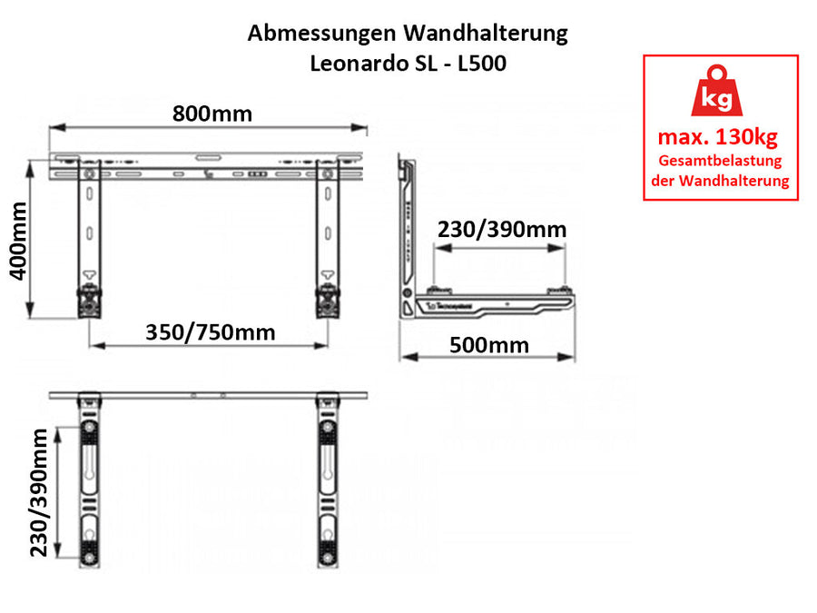 Wandkonsole Leonardo SL-500 grauweiß Wandhalterung für Split Klimaanlage Aussengerät bis 110kg